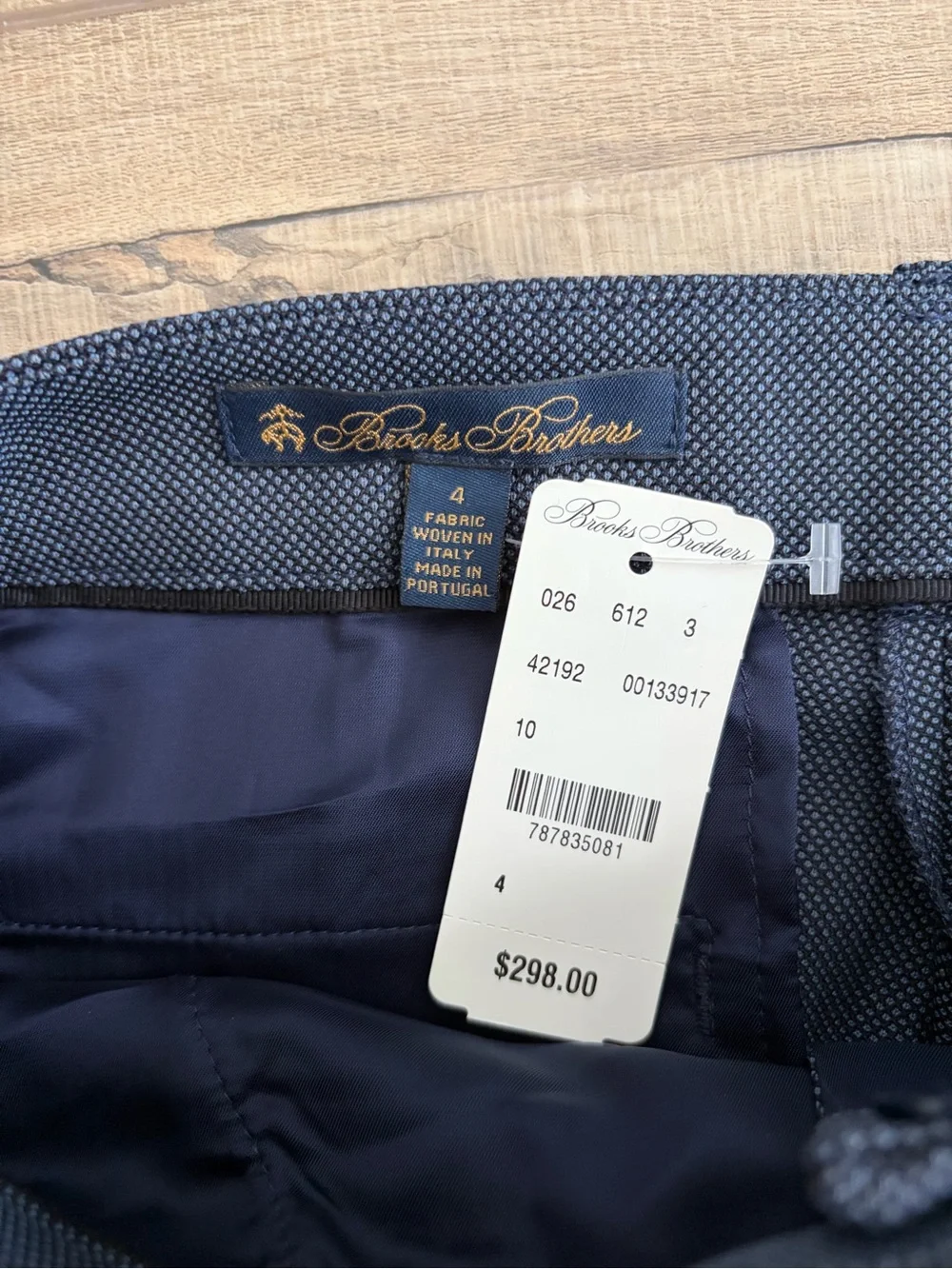 Brooks Brothers Blue Birdseye Stretch Wool Italian Pant Suit Trousers NWT 4